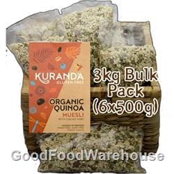 Organic Muesli 3kg - Quinoa FRUIT FREE - Kuranda Wholefoods (6x500g)