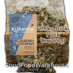 Natural Muesli 2.8kg - Paleo Blueberries Coconut Muesli Gluten Free - Kuranda Wholefoods (8x350g)