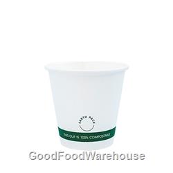 4oz PLA Single Wall White Compostable Cups | Coffee Cup Supplier | Good Food Warehouse