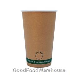 16oz PLA Single Wall Kraft Compostable Cups | Coffee Cup Supplier | Good Food Warehouse