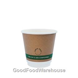 8oz PLA Double Wall Kraft Compostable Cups | Cafe Coffee Cup Supplier | Good Food Warehouse