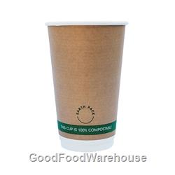 16oz PLA Double Wall Kraft Compostable Cups | Cafe Distributors | Good Food Warehouse