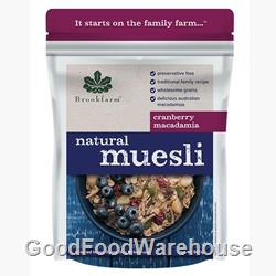 Order Wholesale 1.5kg Brookfarm Natural Cranberry Macadamia Muesli Online Good Food Warehouse