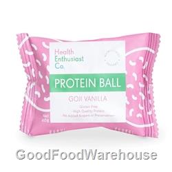 Health Enthusiast Goji Vanilla Single Wrapped Protein Balls | Good Food Warehouse