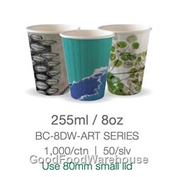 BioPak Art Series 8oz Double Wall Coffee Cups 1000 per Carton