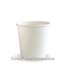 BioPak Hot Cups 4oz Single Wall White Fit Large Lids