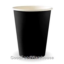 BioPak Hot Cups 12oz Single Wall Black Fit Large Lids