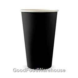 BioPak Hot Cups 16oz Single Wall Black Fit Large Lids