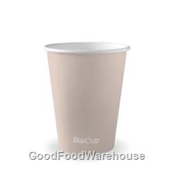 BioPak Hot Cups 12oz Single Wall Stone Fit Large Lids