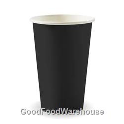 BioPak Hot Cups 12oz Single Wall Black Fit Small Lids