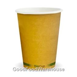 BioPak Hot Cups 12oz Single Wall Kraft Fit Large Lids