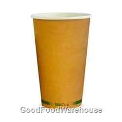 BioPak Hot Cups 16oz Single Wall Kraft Fit Large Lids